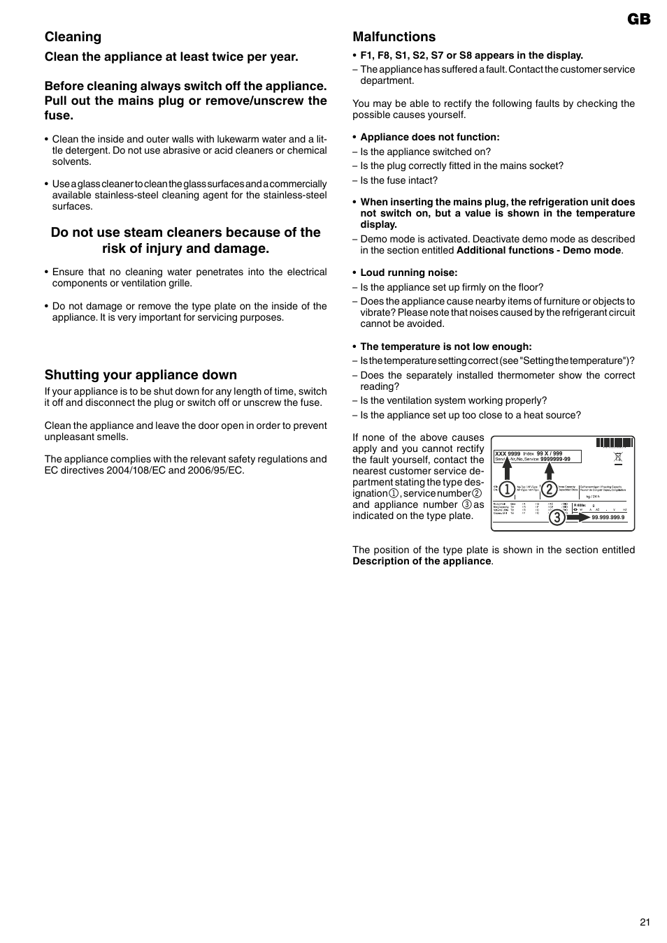 Cleaning, Malfunctions, Shutting your appliance down | Liebherr WTpes 5972 Vinidor User Manual | Page 9 / 13