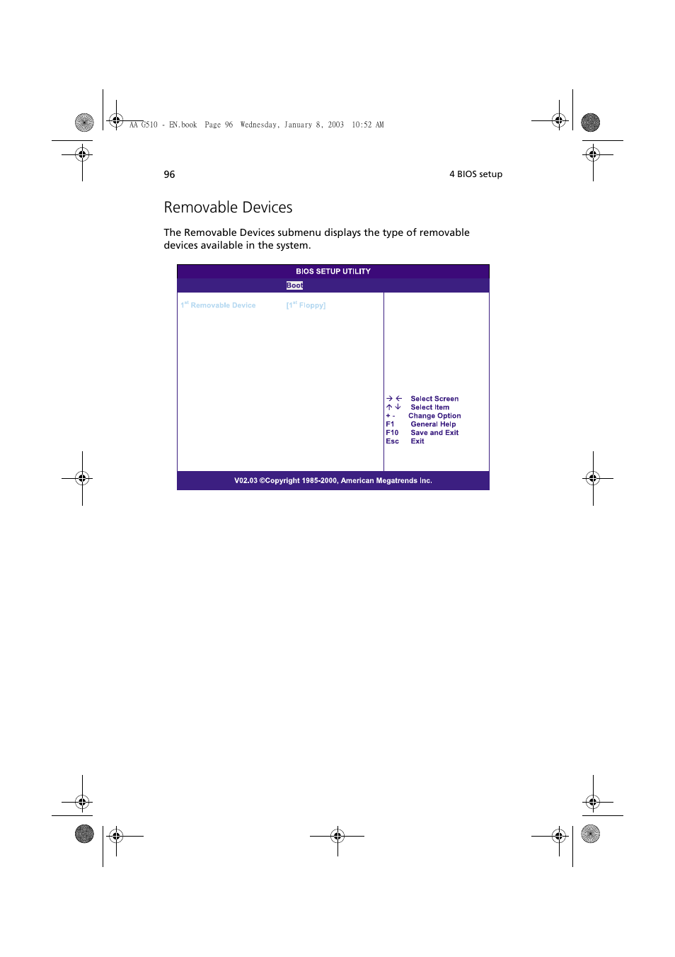 Removable devices | Acer Altos G510 series User Manual | Page 106 / 134