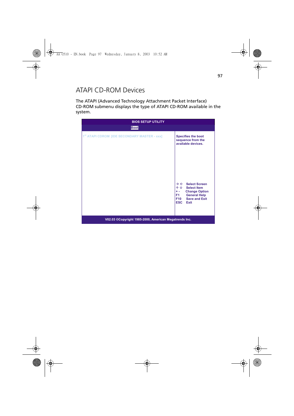 Atapi cd-rom devices | Acer Altos G510 series User Manual | Page 107 / 134