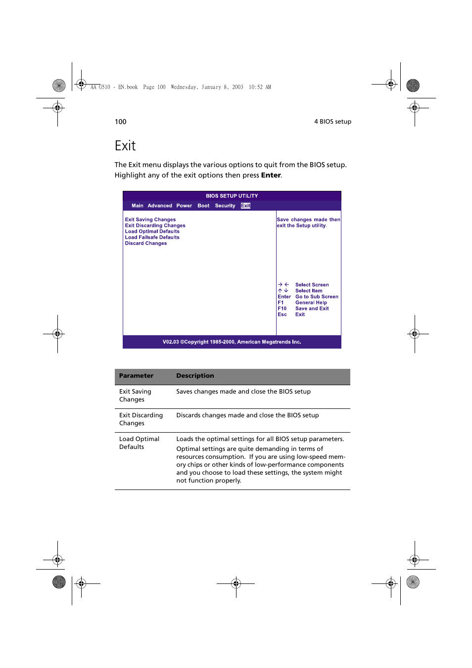 Exit | Acer Altos G510 series User Manual | Page 110 / 134