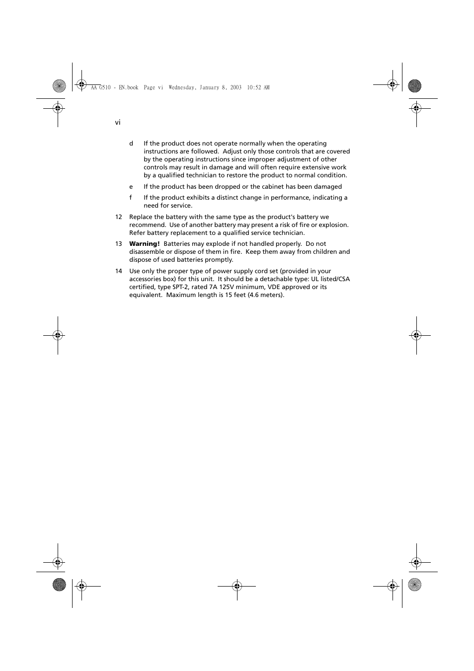 Acer Altos G510 series User Manual | Page 6 / 134