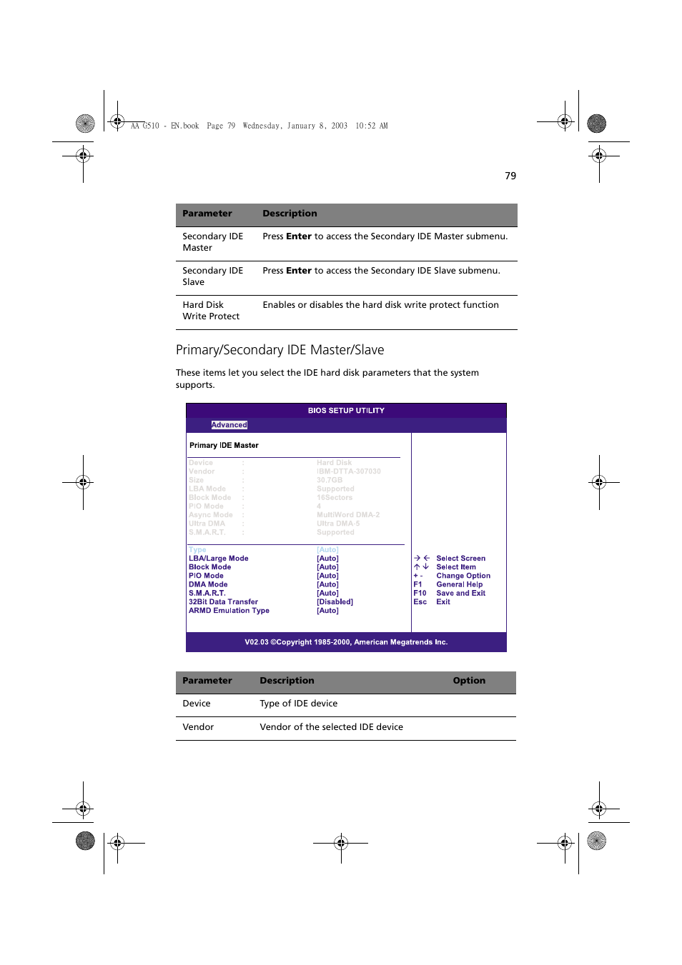 Primary/secondary ide master/slave | Acer Altos G510 series User Manual | Page 89 / 134