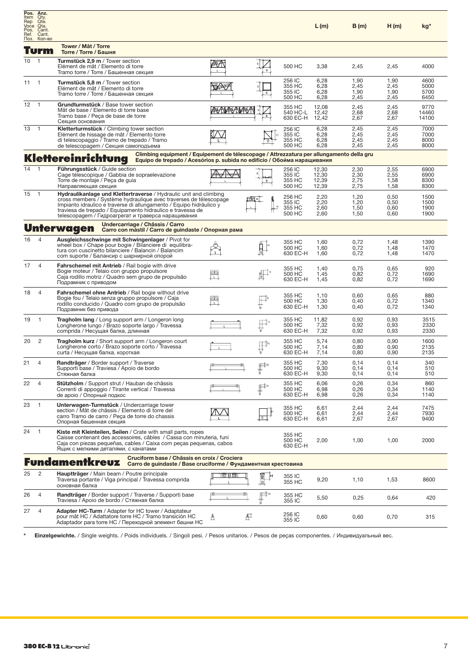 Fundamentkreuz, Unterwagen, Klettereinrichtung | Turm | Liebherr 380 EC-B 12 Litronic User Manual | Page 7 / 8