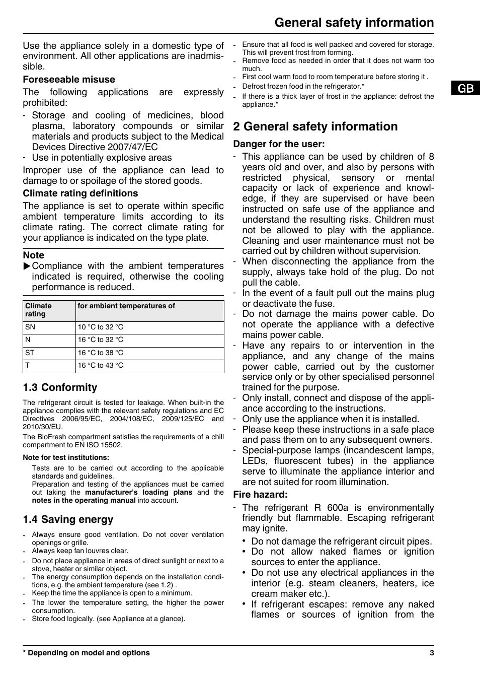 3conformity, 4saving energy, 2general safety information | 2 general safety information, General safety information | Liebherr IKBP 3554 Premium BioFresh User Manual | Page 3 / 12