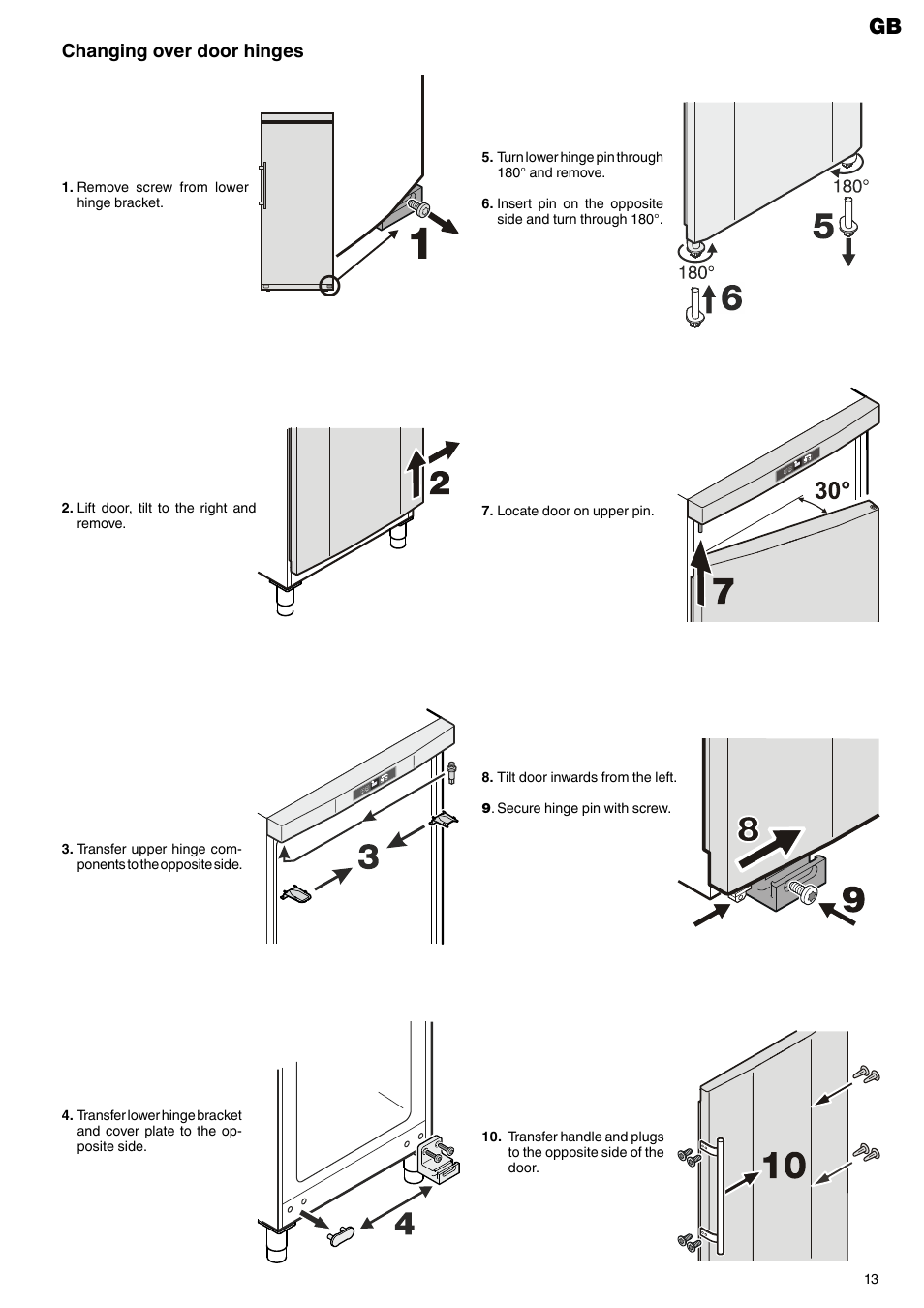 Changing over door hinges | Liebherr GGv 5060 User Manual | Page 7 / 7