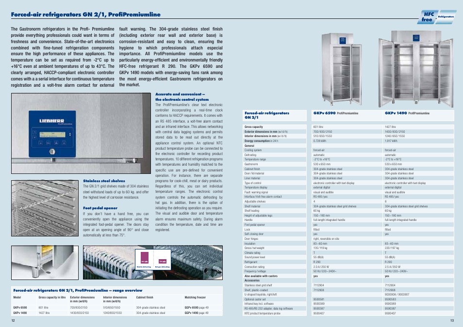 Forced-air refrigerators gn 2/1, profipremiumline, Hfc free | Liebherr WKt 5552 GrandCru User Manual | Page 7 / 51