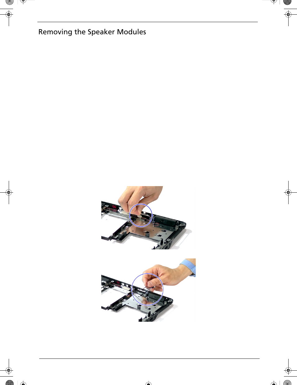 Removing the speaker modules | Acer 5320 User Manual | Page 100 / 182