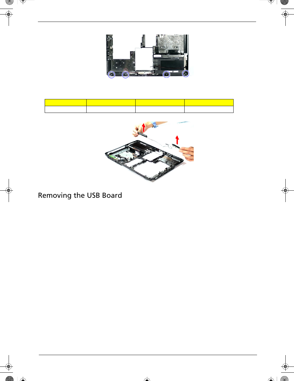 Removing the usb board | Acer 5320 User Manual | Page 101 / 182
