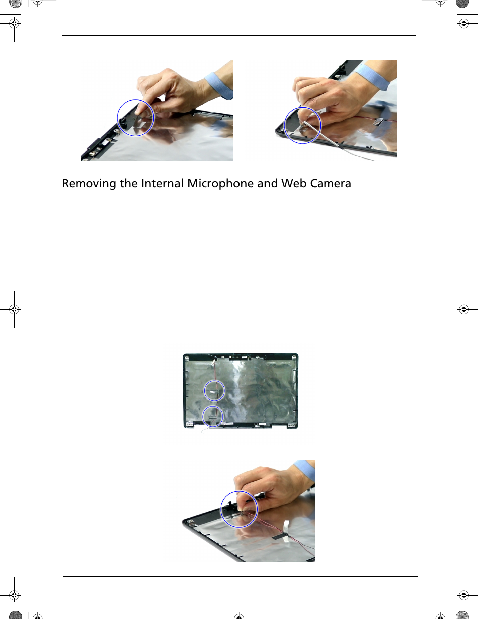 Removing the internal microphone and web camera | Acer 5320 User Manual | Page 109 / 182