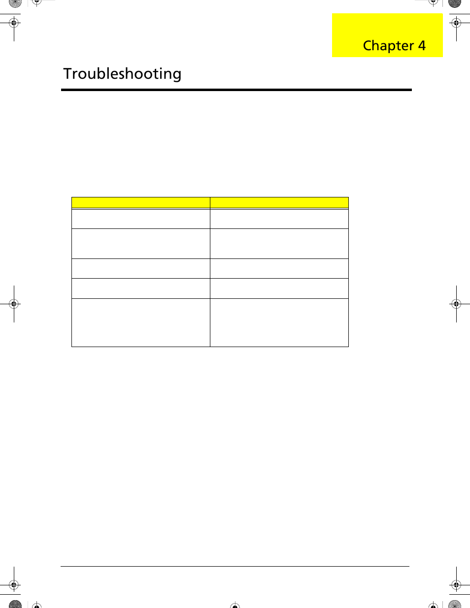 Troubleshooting, Troubleshooting 101, Chapter 4 | Acer 5320 User Manual | Page 111 / 182