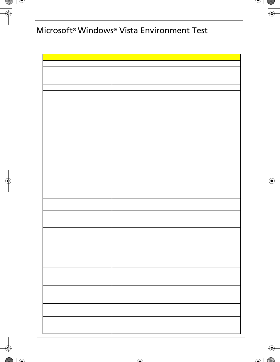 Microsoft® windows® vista environment test, Microsoft, Windows | Vista environment test | Acer 5320 User Manual | Page 176 / 182