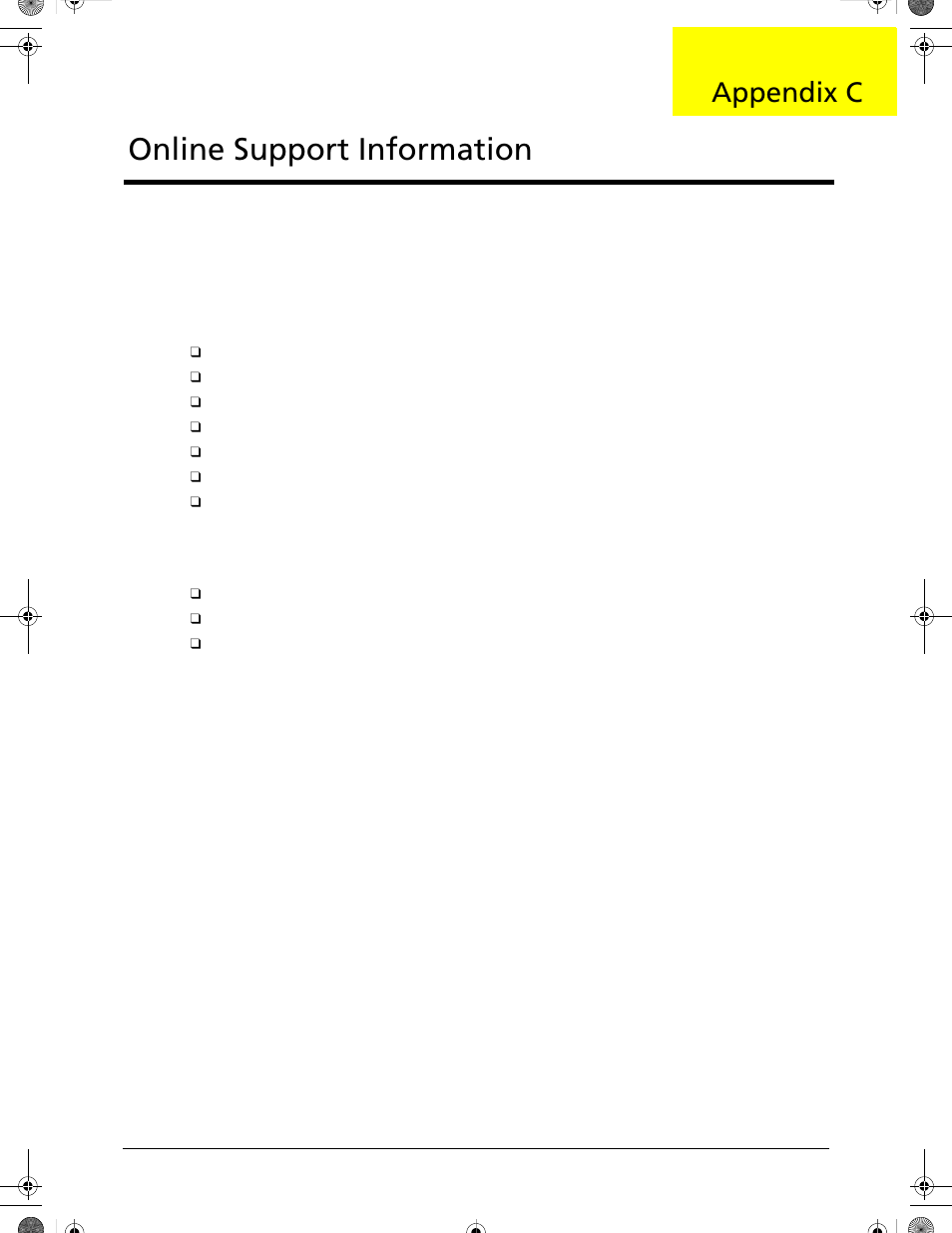 Online support information, Appendix c | Acer 5320 User Manual | Page 179 / 182