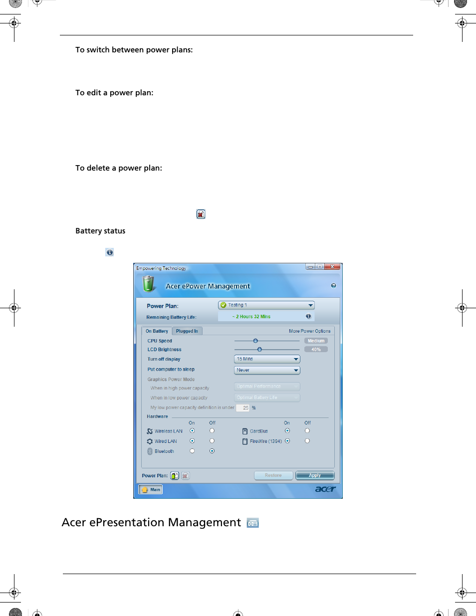 Acer epresentation management | Acer 5320 User Manual | Page 30 / 182