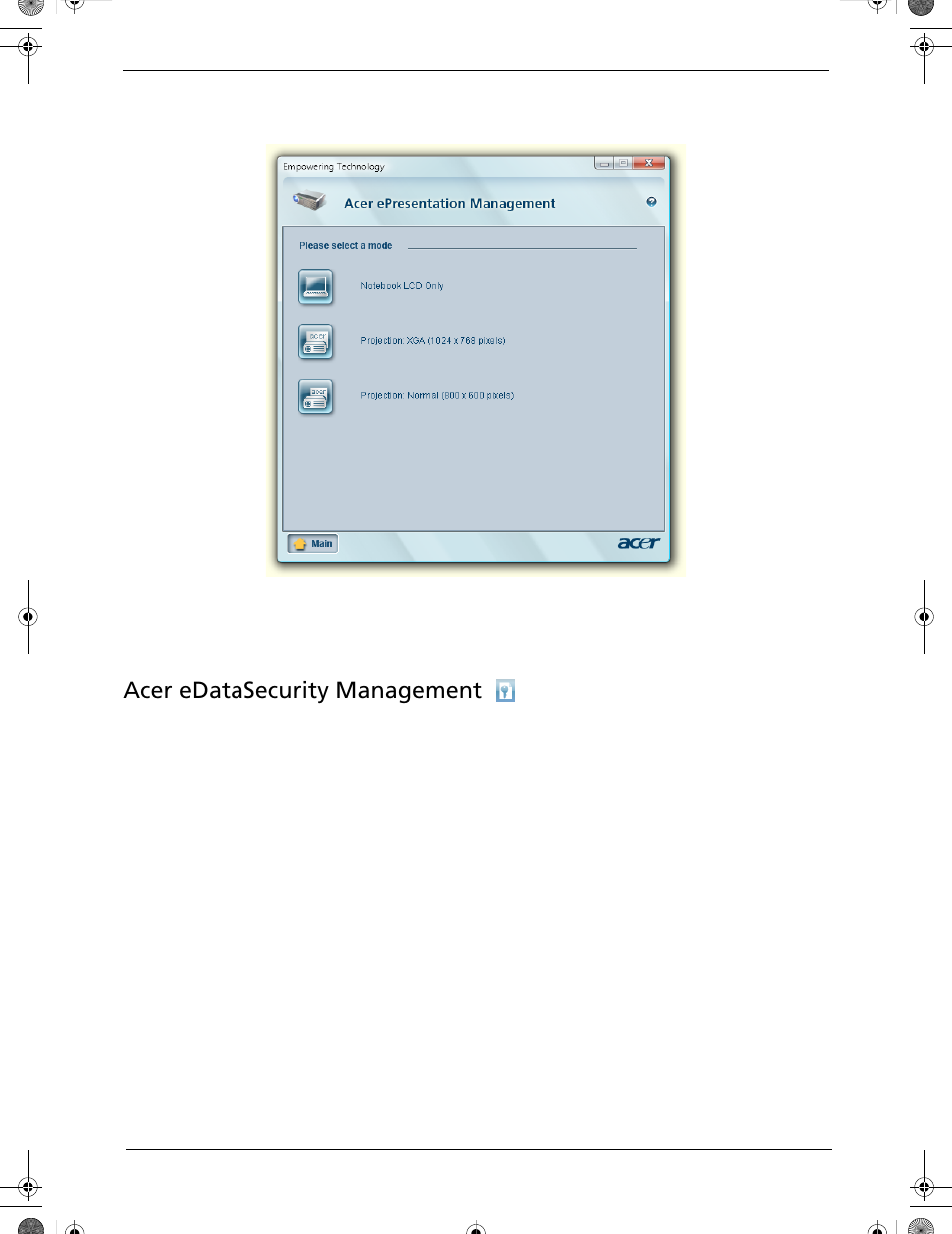 Acer edatasecurity management | Acer 5320 User Manual | Page 31 / 182