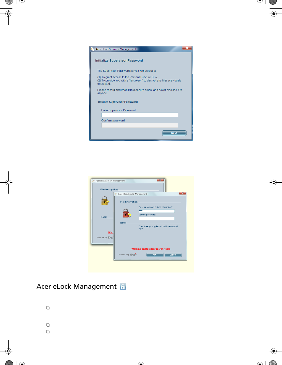 Acer elock management | Acer 5320 User Manual | Page 32 / 182