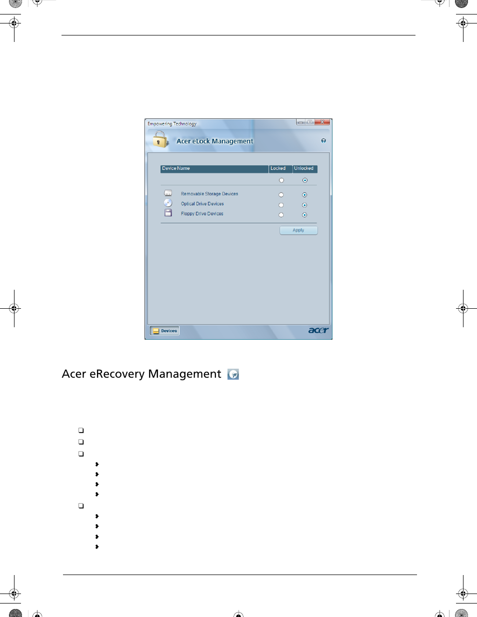Acer erecovery management | Acer 5320 User Manual | Page 33 / 182