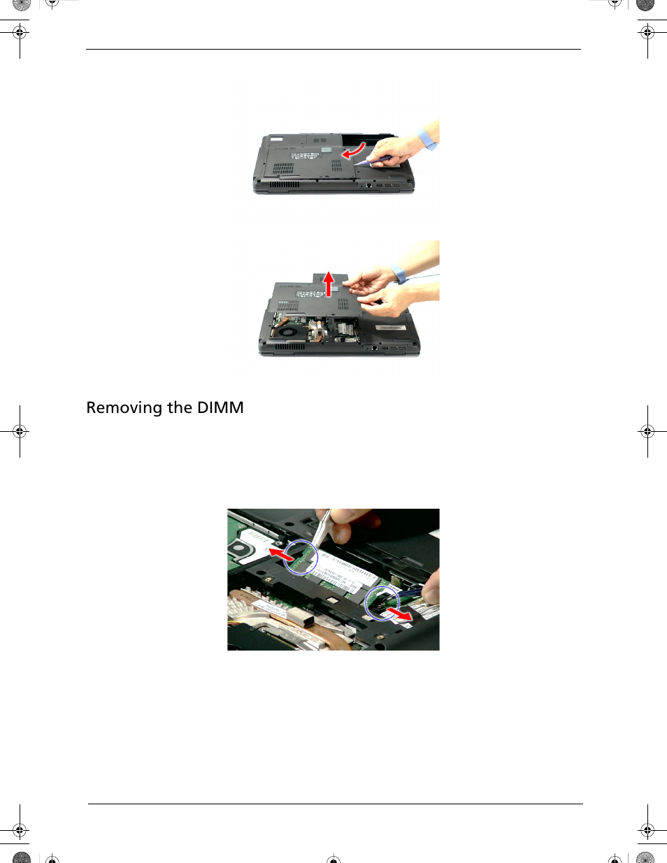 Removing the dimm | Acer 5320 User Manual | Page 73 / 182