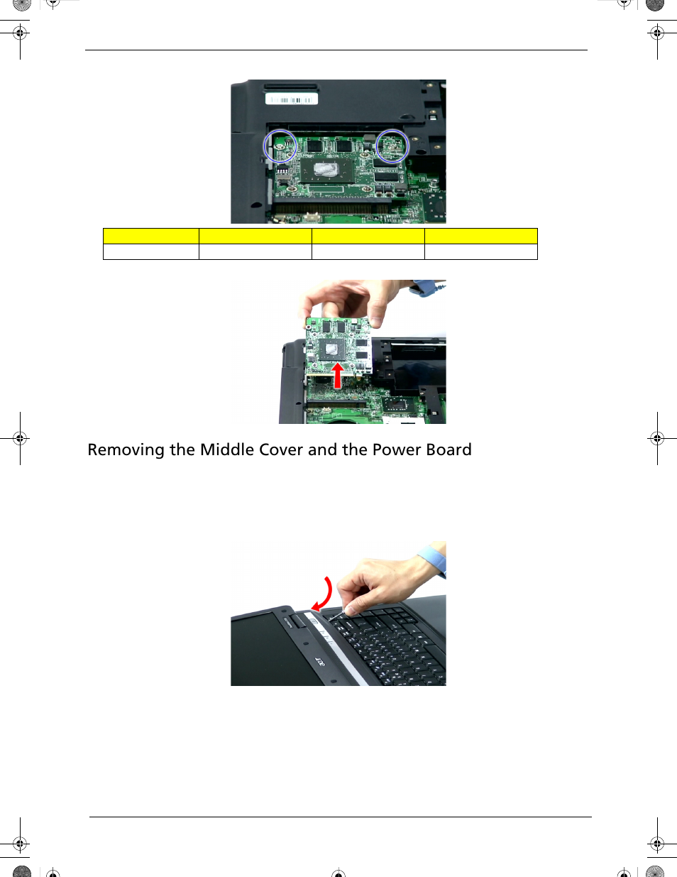 Removing the middle cover and the power board | Acer 5320 User Manual | Page 84 / 182