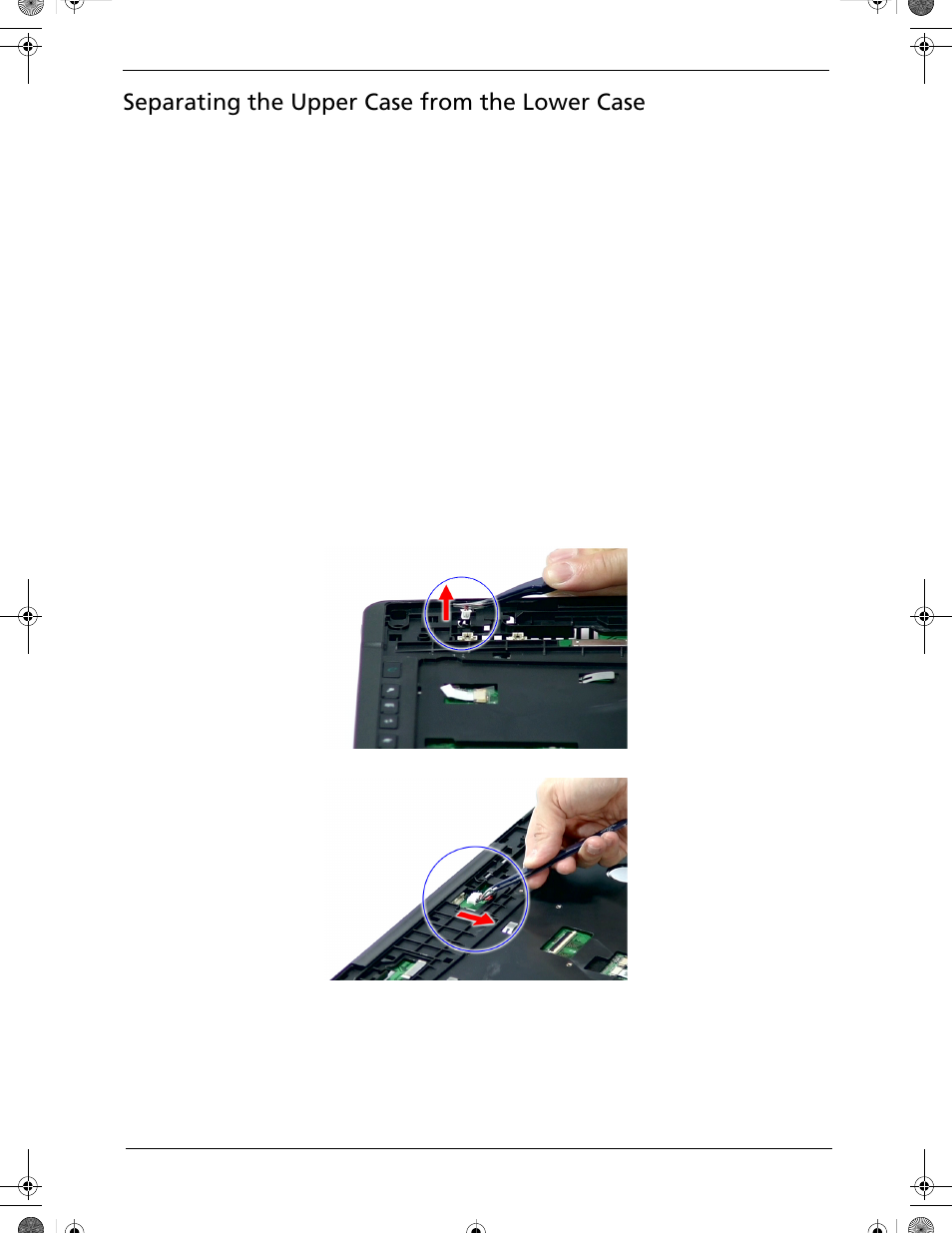 Separating the upper case from the lower case | Acer 5320 User Manual | Page 91 / 182