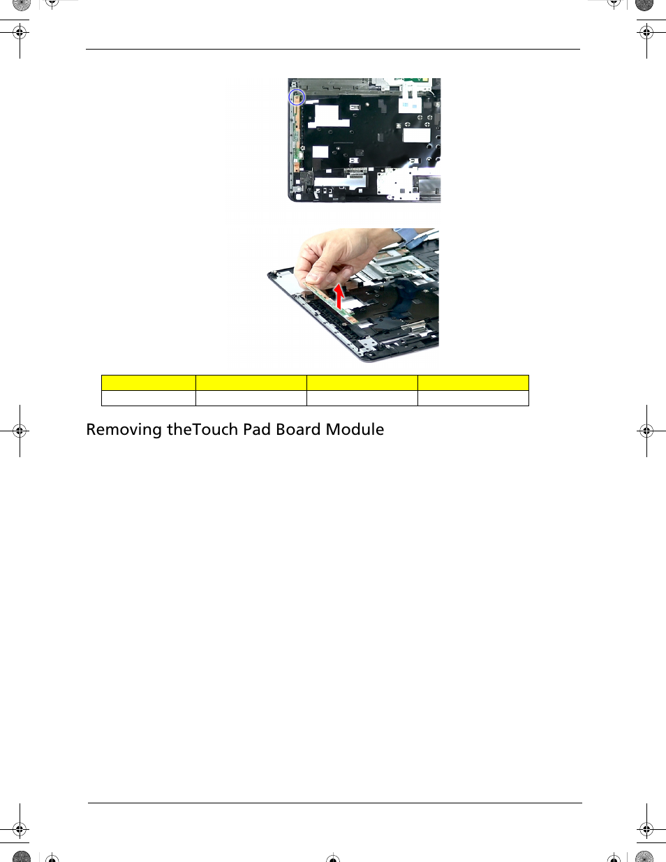 Removing thetouch pad board module | Acer 5320 User Manual | Page 95 / 182