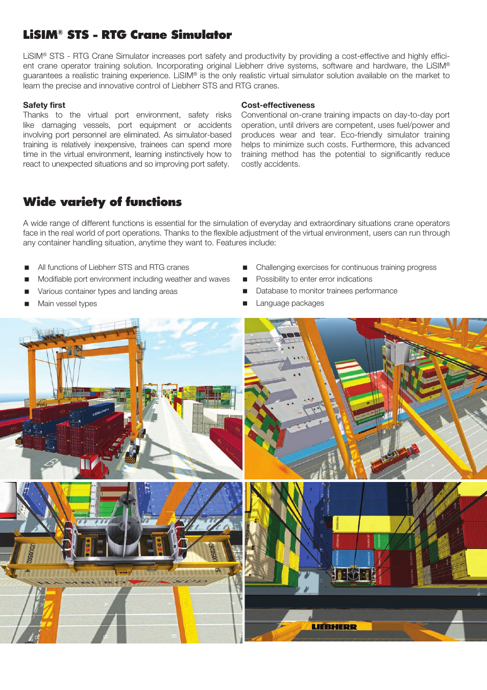 Lisim, Sts - rtg crane simulator, Wide variety of functions | Liebherr Rubber tyre gantry cranes (RTG) User Manual | Page 2 / 4