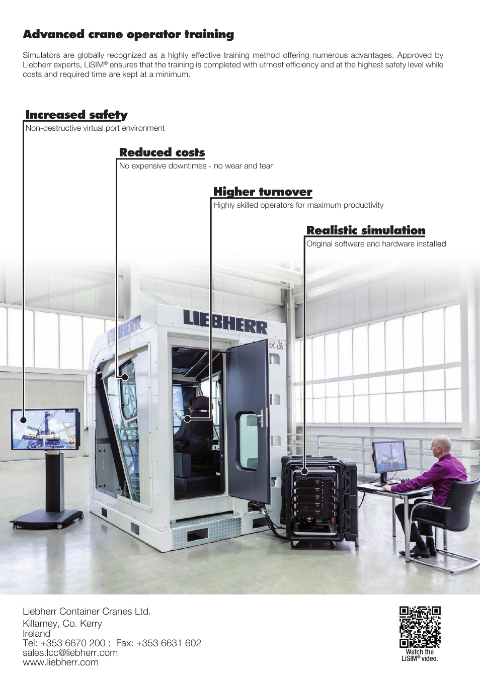 Increased safety, Reduced costs, Higher turnover | Realistic simulation, Advanced crane operator training | Liebherr Rubber tyre gantry cranes (RTG) User Manual | Page 4 / 4