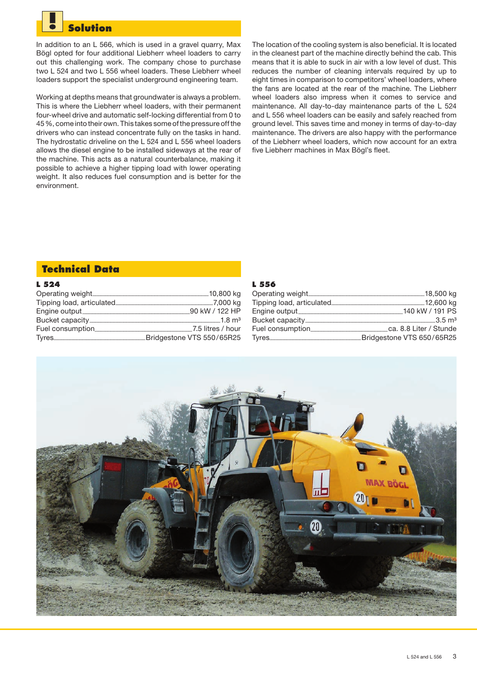 Solution, Technical data | Liebherr L 556 User Manual | Page 3 / 4