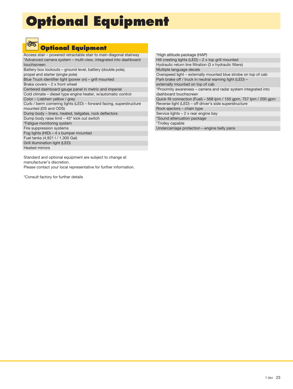 Optional equipment | Liebherr T 264 User Manual | Page 23 / 24