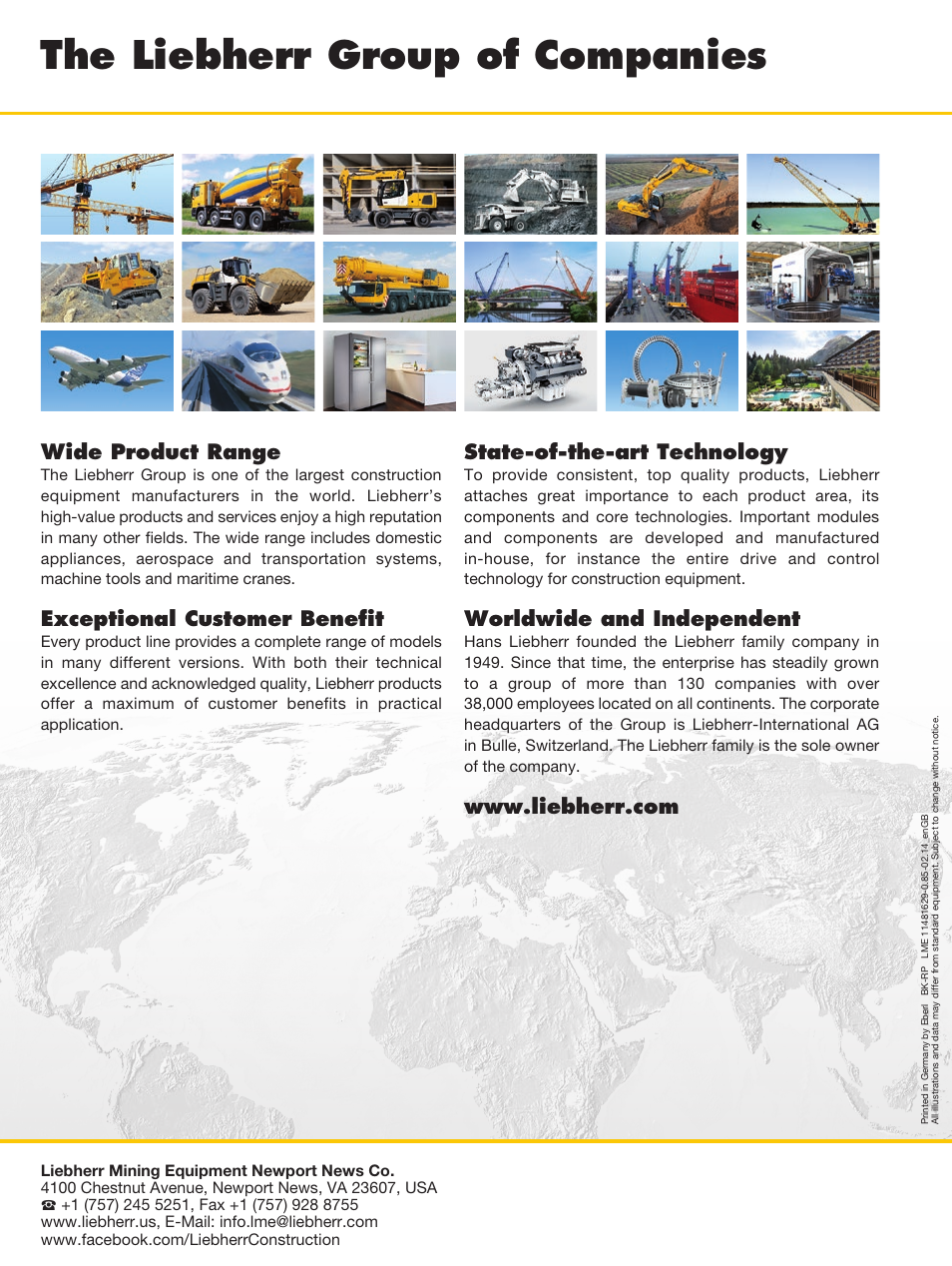 The liebherr group of companies | Liebherr T 264 User Manual | Page 24 / 24