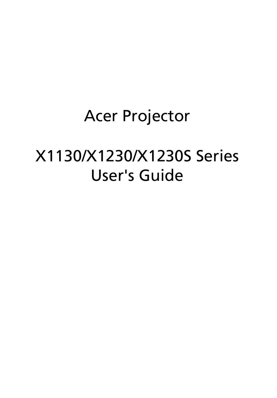Acer X1230 User Manual | 56 pages