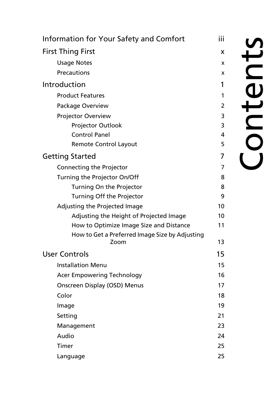 Acer X1230 User Manual | Page 11 / 56