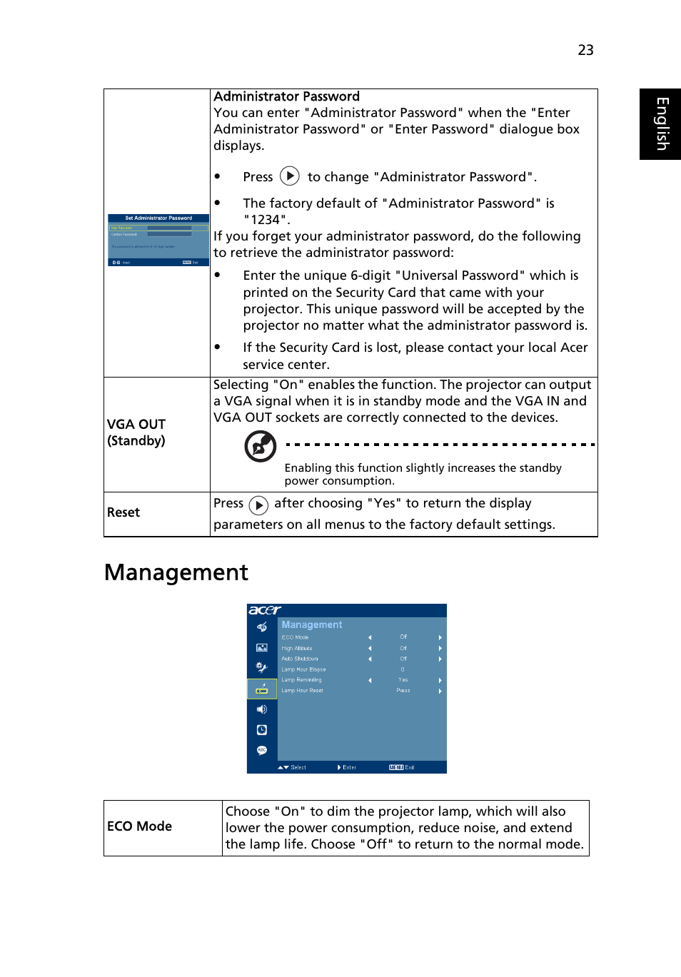 Management | Acer X1230 User Manual | Page 35 / 56