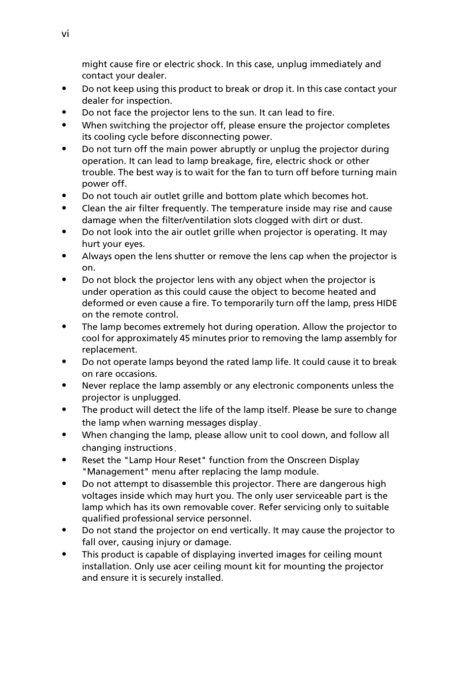 Acer X1230 User Manual | Page 6 / 56