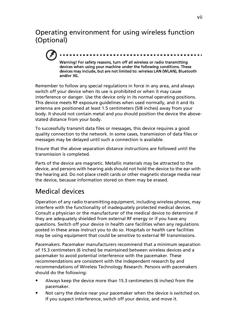 Medical devices | Acer X1230 User Manual | Page 7 / 56