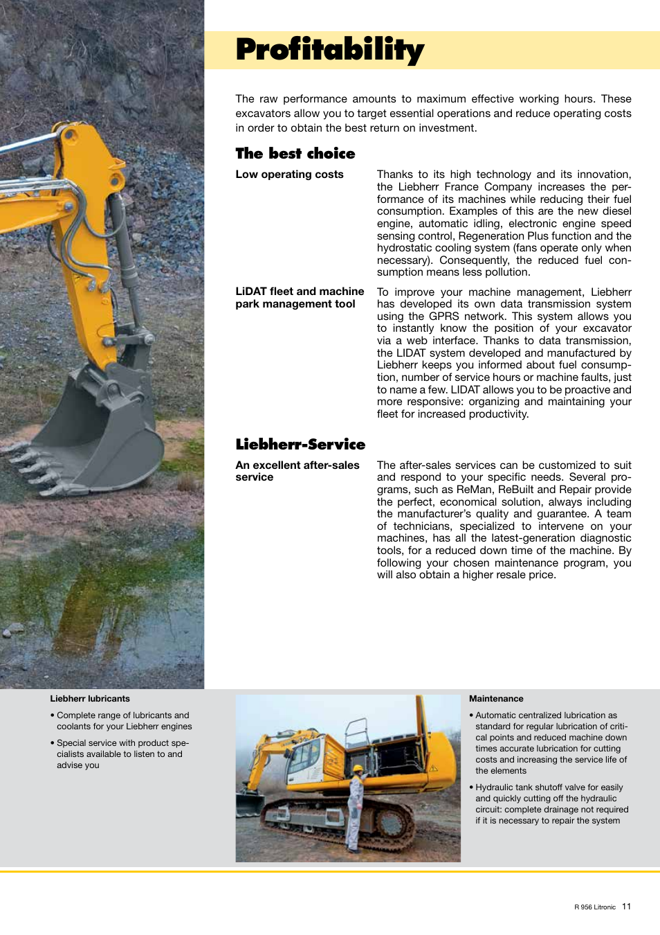 Profitability, The best choice, Liebherr-service | Liebherr R 956 User Manual | Page 11 / 40