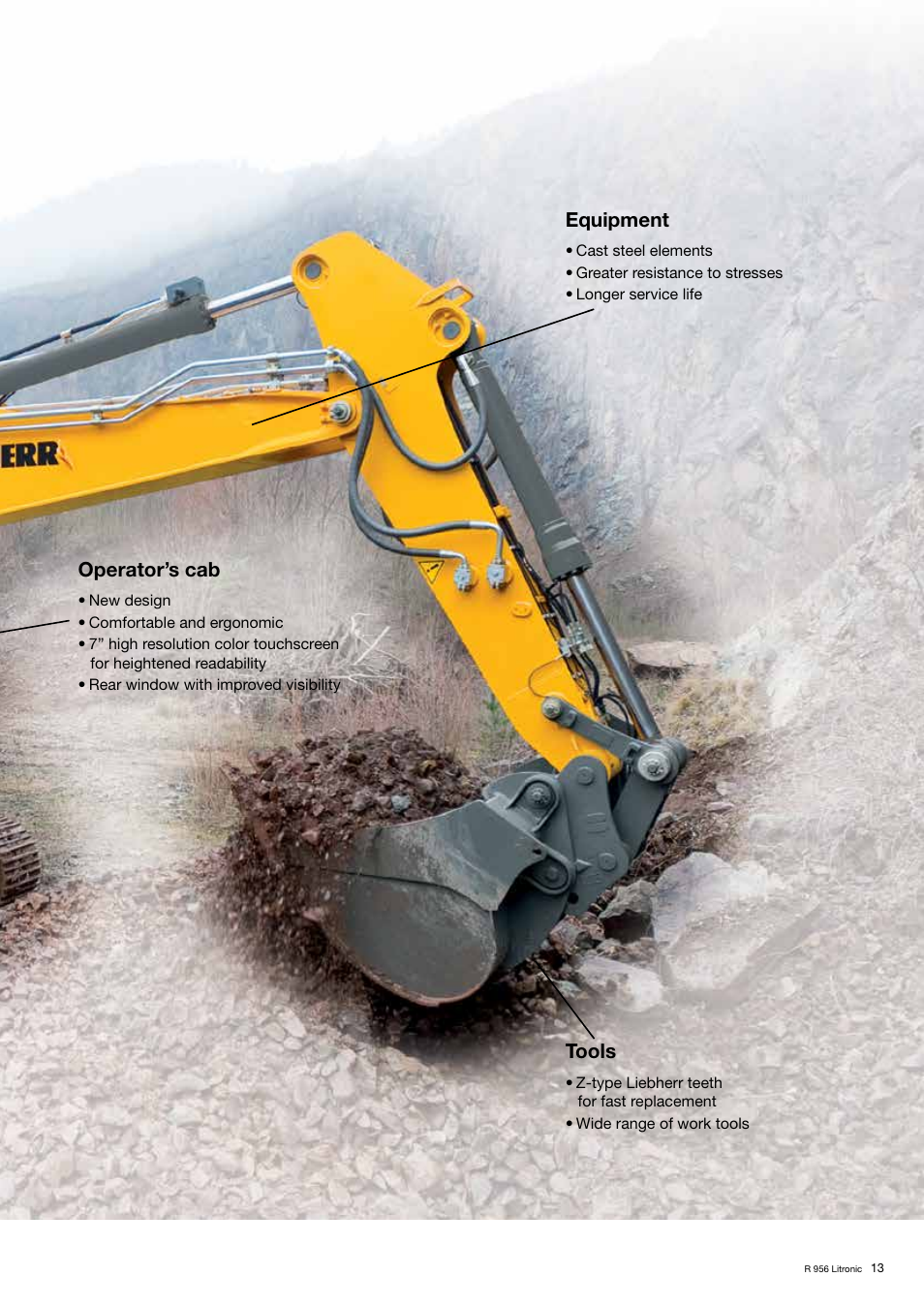 Equipment, Tools, Operator’s cab | Liebherr R 956 User Manual | Page 13 / 40