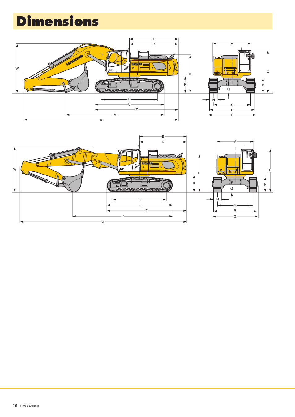 Dimensions | Liebherr R 956 User Manual | Page 18 / 40