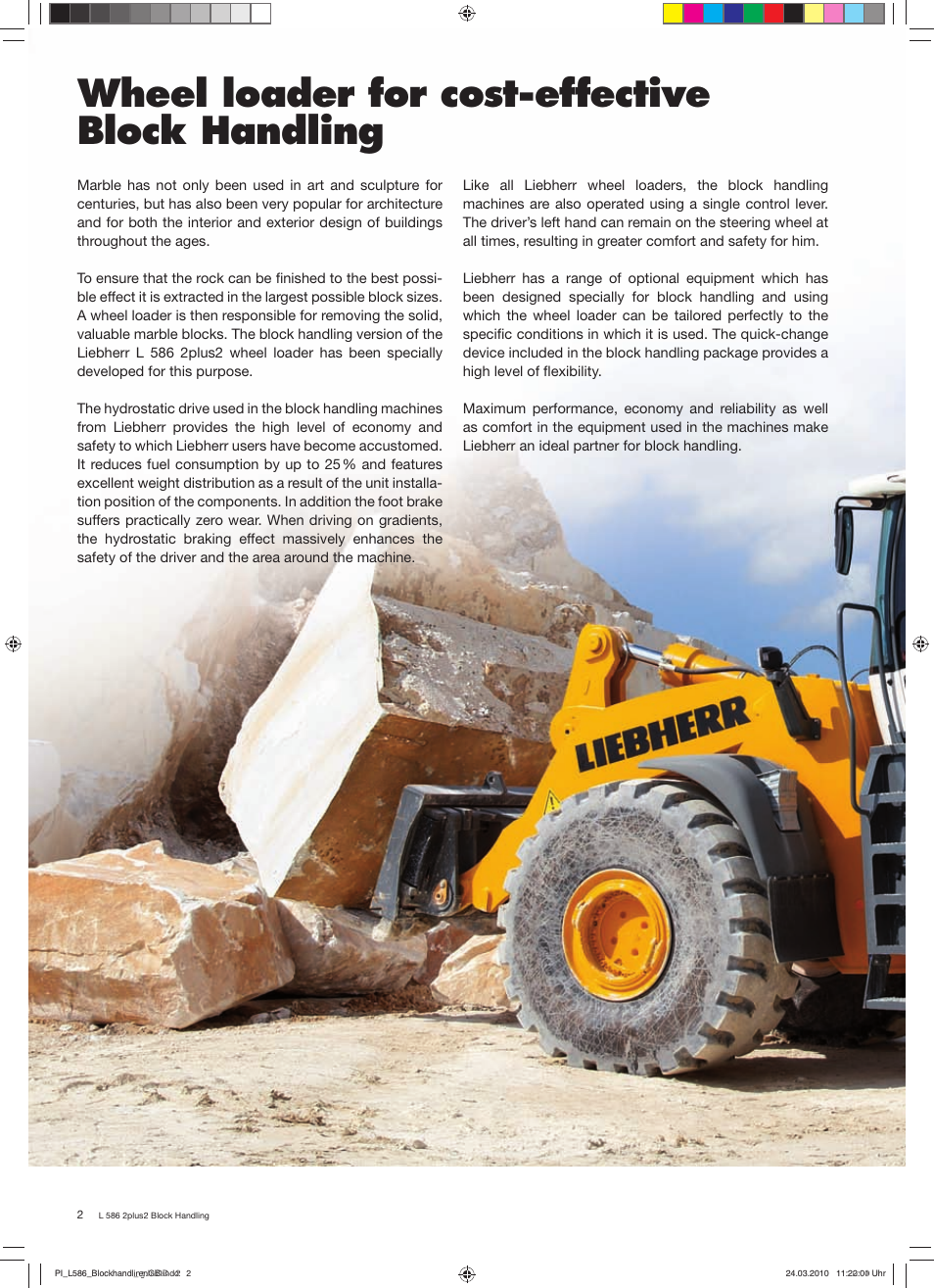 Wheel loader for cost-effective block handling | Liebherr L 586 User Manual | Page 2 / 8