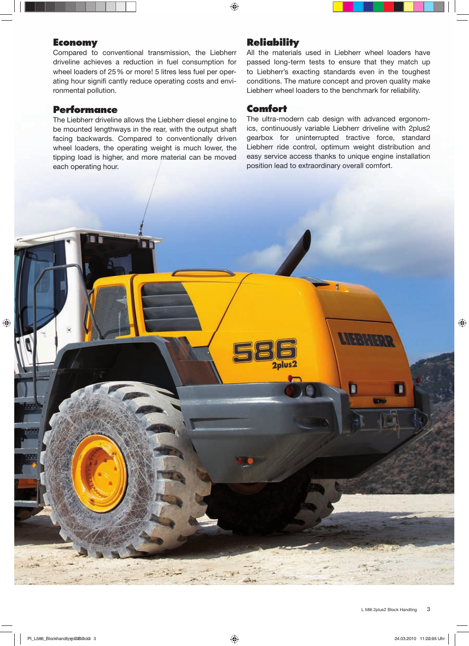 Reliability, Comfort, Economy | Performance | Liebherr L 586 User Manual | Page 3 / 8