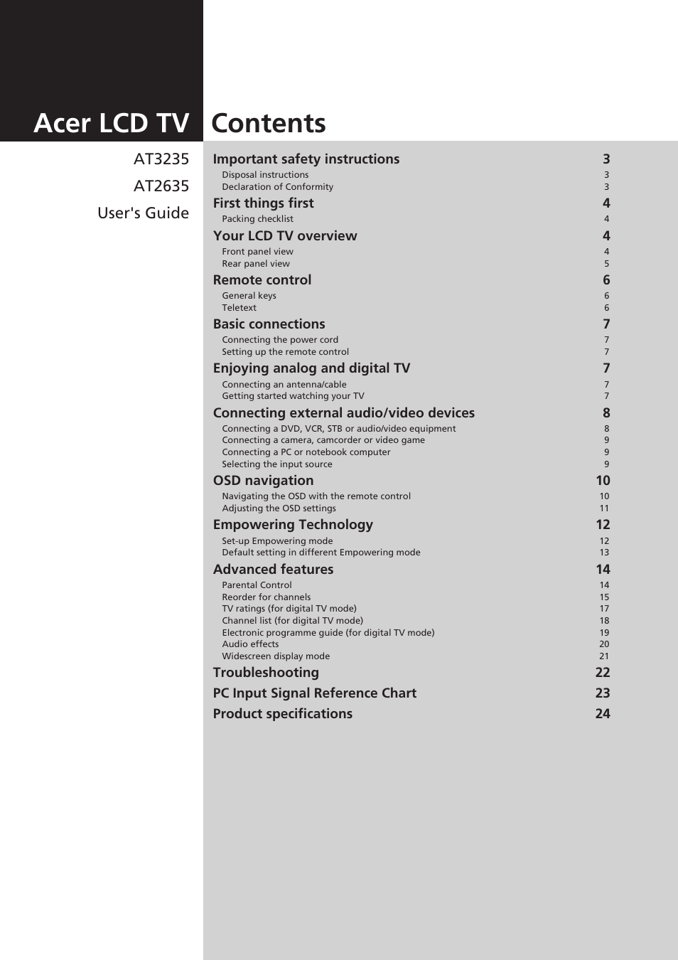 Acer AT3235 User Manual | 24 pages