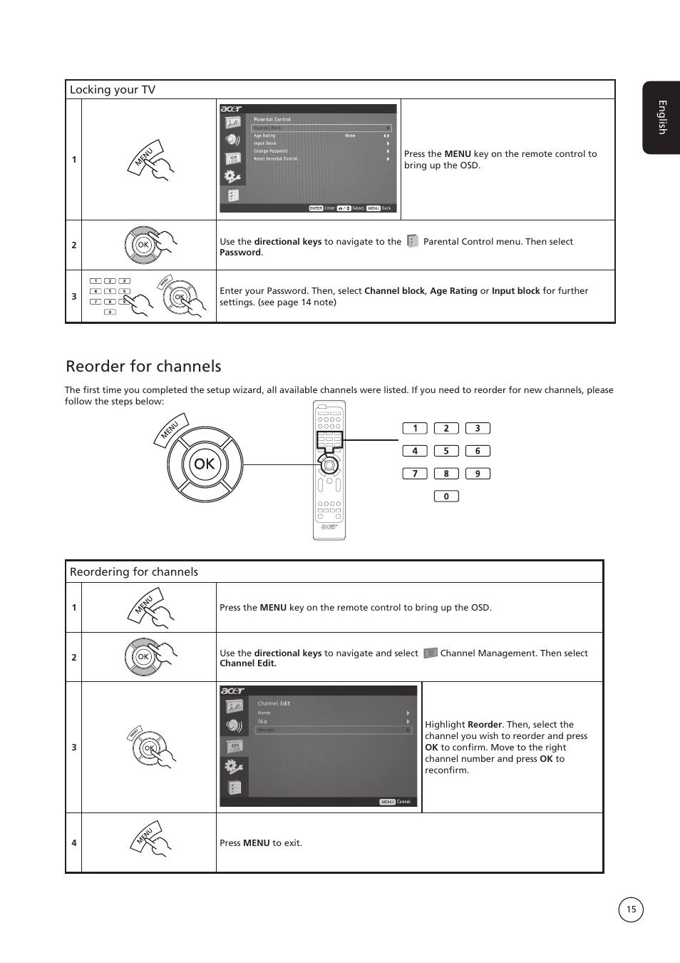 Reorder for channels | Acer AT3235 User Manual | Page 15 / 24