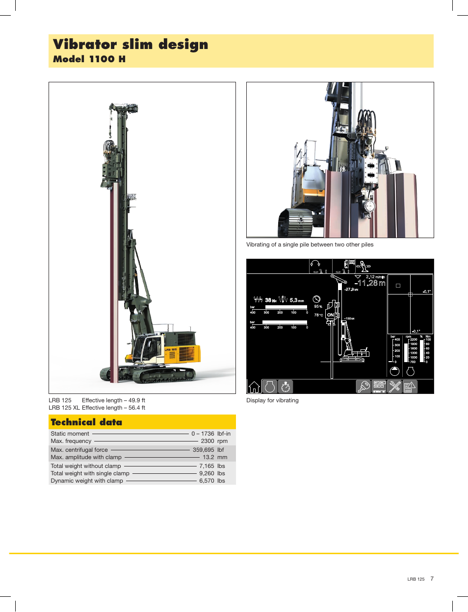 Vibrator slim design, Model 1100 h, Technical data | 28 m | Liebherr LRB 125 XL User Manual | Page 7 / 16