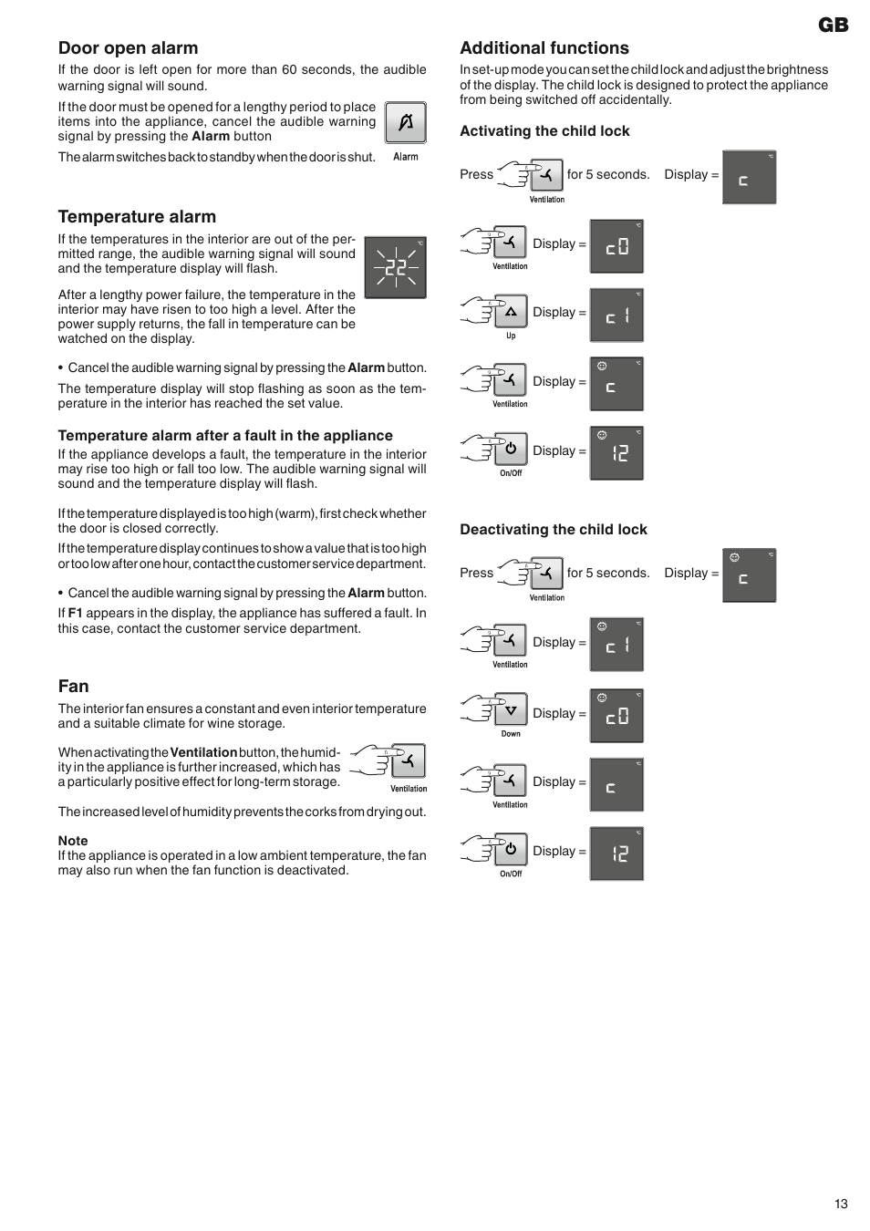 Temperature alarm, Door open alarm, Additional functions | Liebherr WKr 3211 Vinothek User Manual | Page 5 / 9