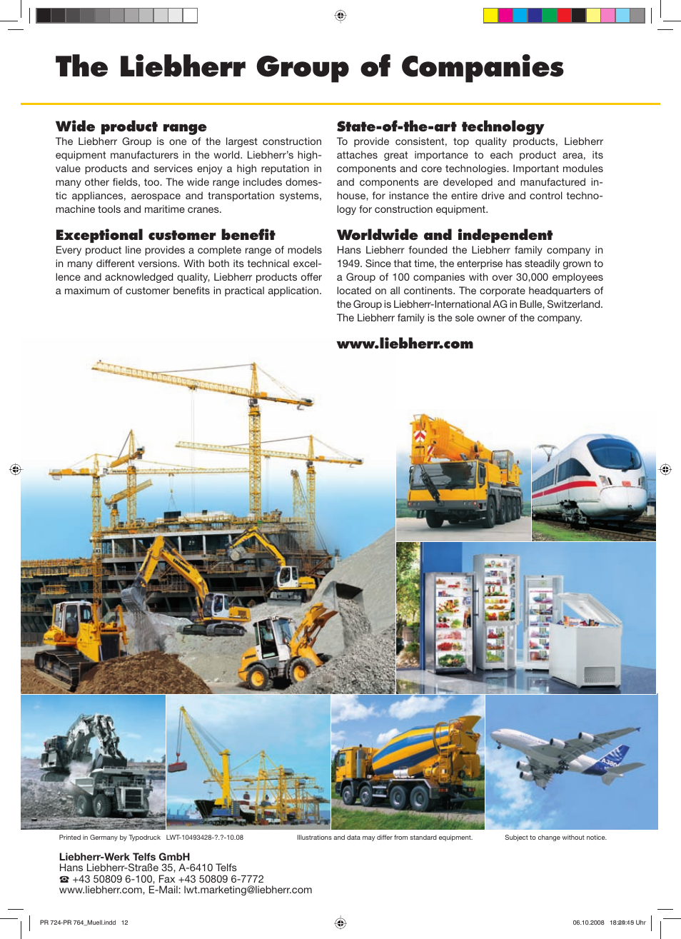 The liebherr group of companies, Wide product range, Exceptional customer benefit | State-of-the-art technology, Worldwide and independent | Liebherr PR 764 Litronic User Manual | Page 12 / 12