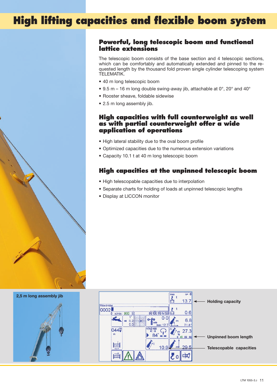 High lifting capacities and ﬂ exible boom system | Liebherr LTM 1055-3.2 User Manual | Page 11 / 16