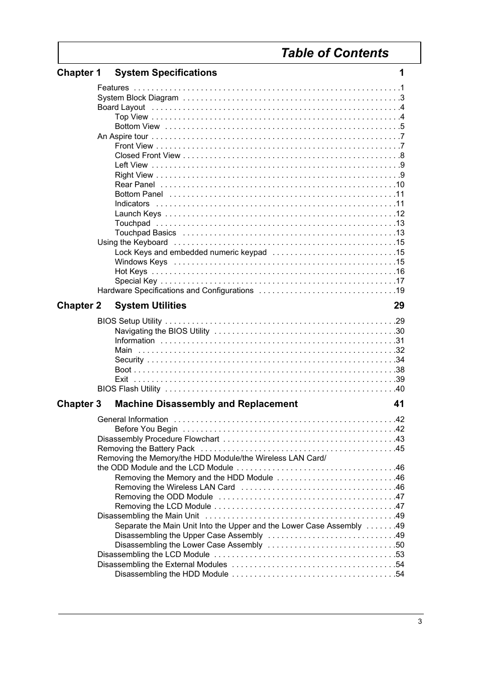 Acer 3610 User Manual | Page 7 / 93