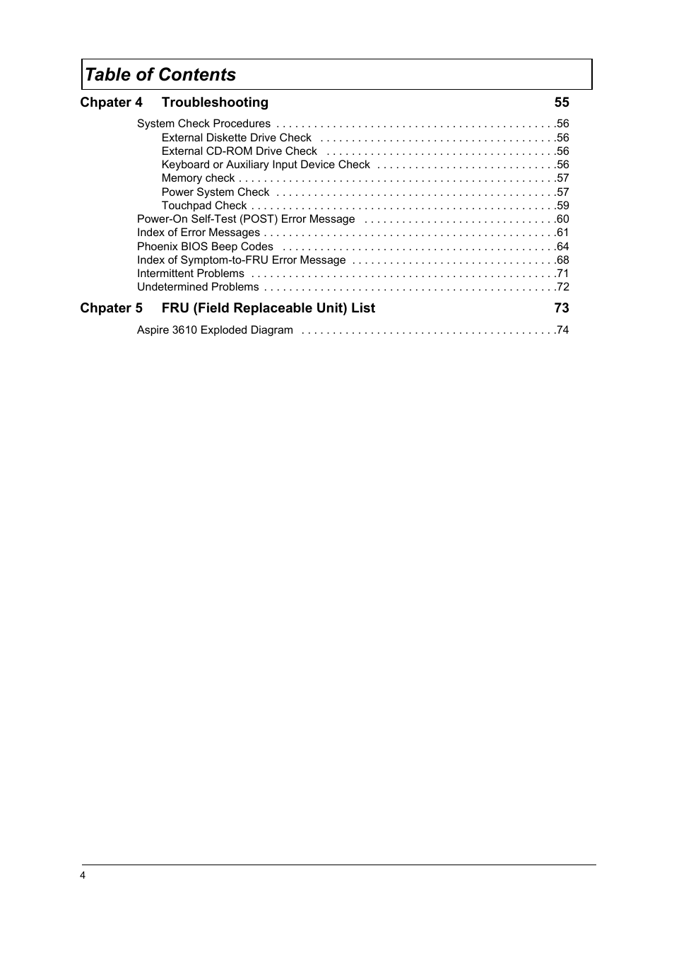 Acer 3610 User Manual | Page 8 / 93