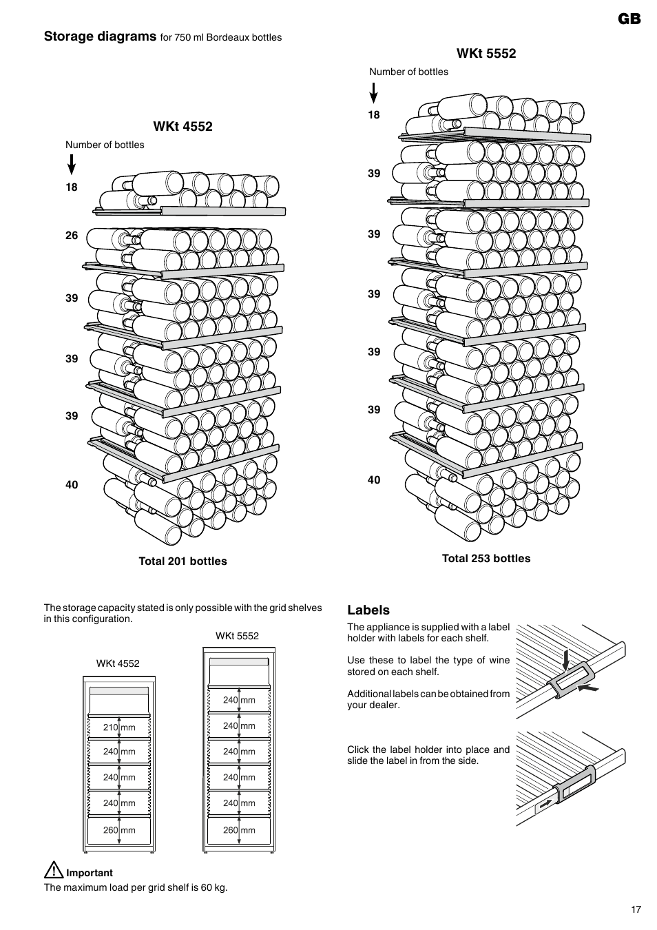 Storage diagrams, Labels, Wkt 5552 | Wkt 4552 | Liebherr WKes 4552 GrandCru User Manual | Page 7 / 11