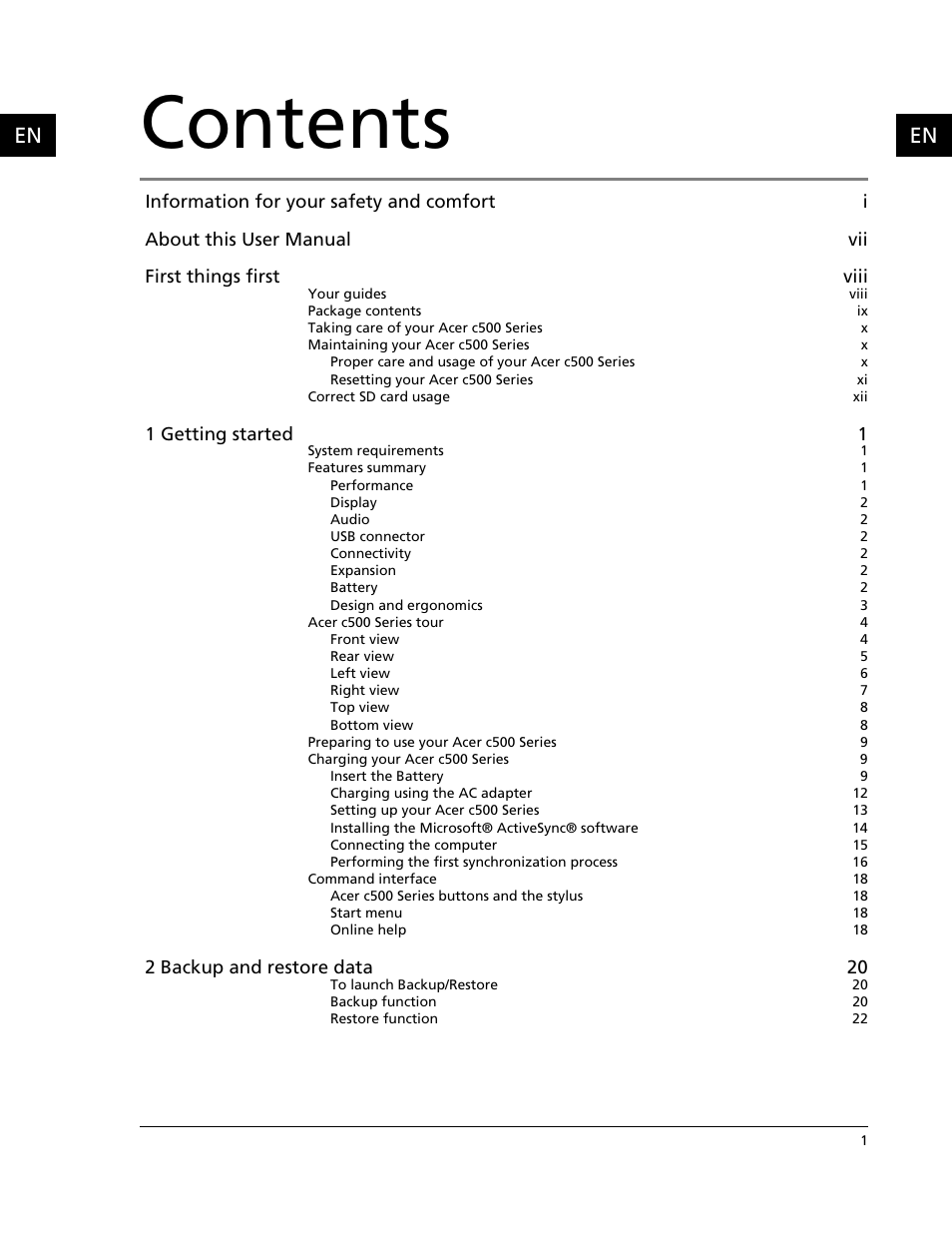 Acer C500 User Manual | Page 15 / 54