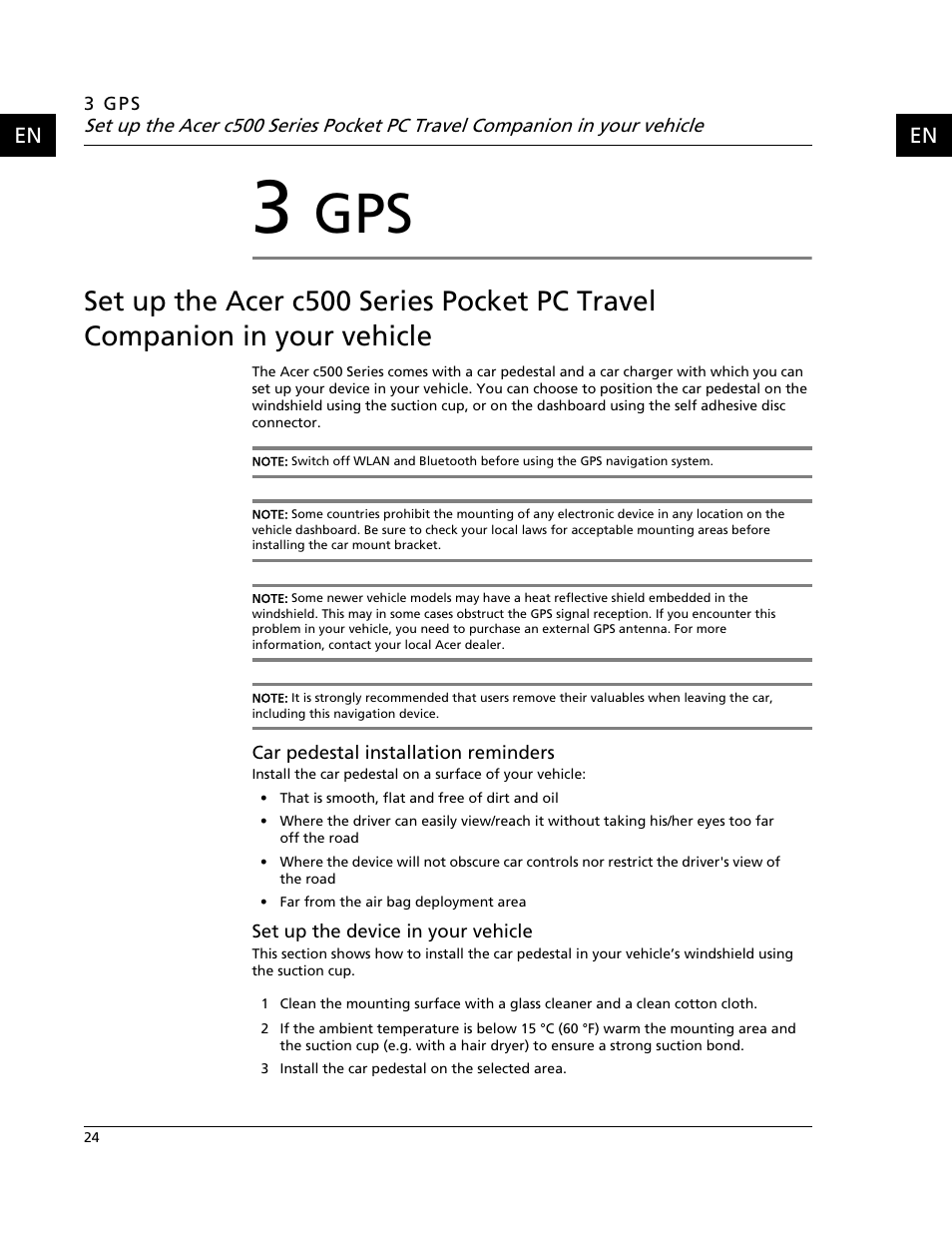 3 gps | Acer C500 User Manual | Page 40 / 54